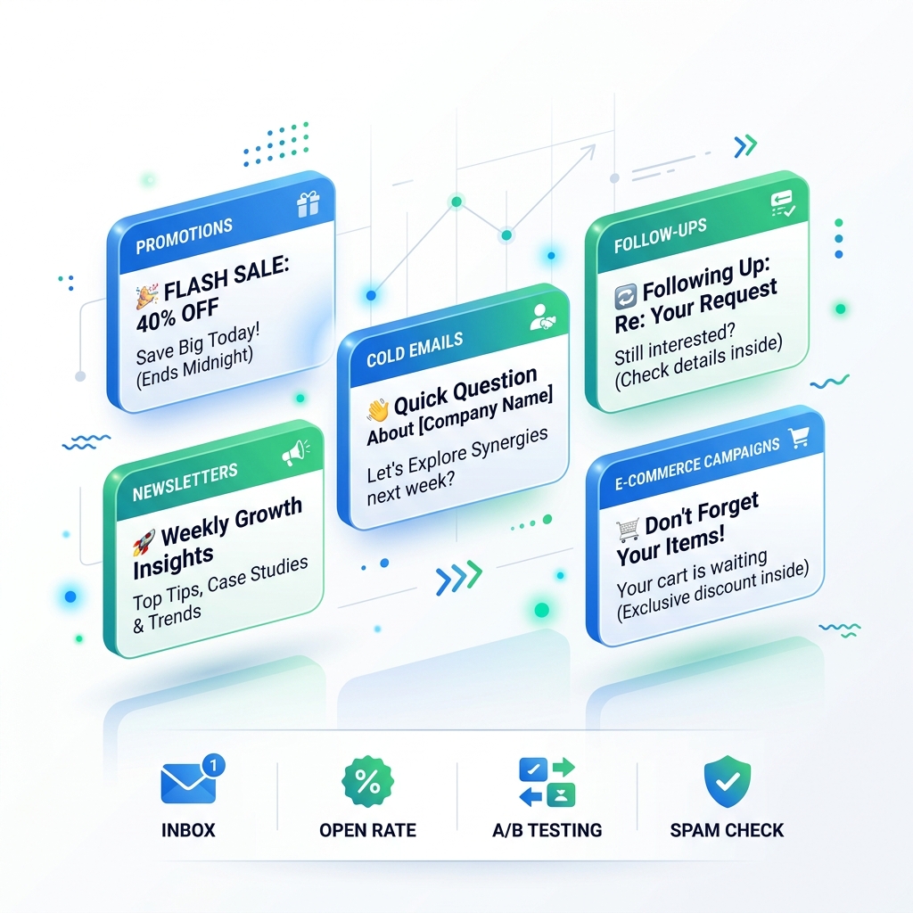 AI Email Subject Line Generator examples for newsletters and cold emails